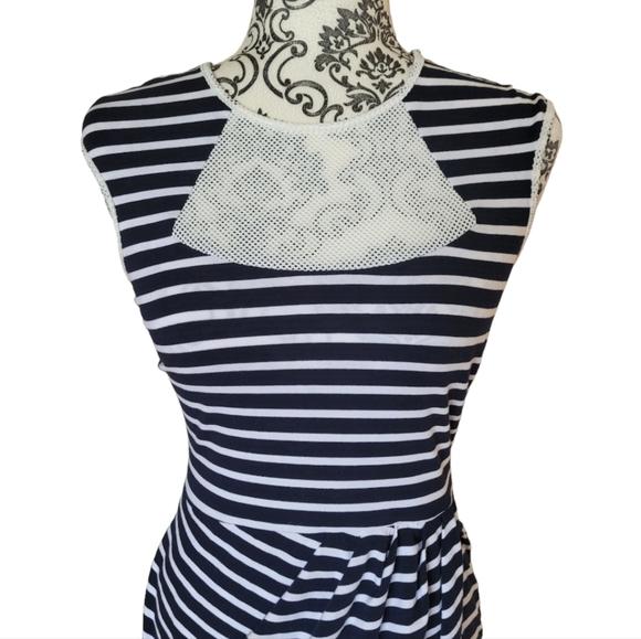 Belle Badgley Mischka striped cotton sleeveless dress size 4 - Picture 2 of 16